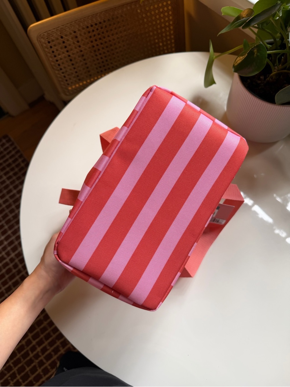 Pink and Coral Striped Trader Joe’s Mini Cooler Bag - Picture 4 of 5